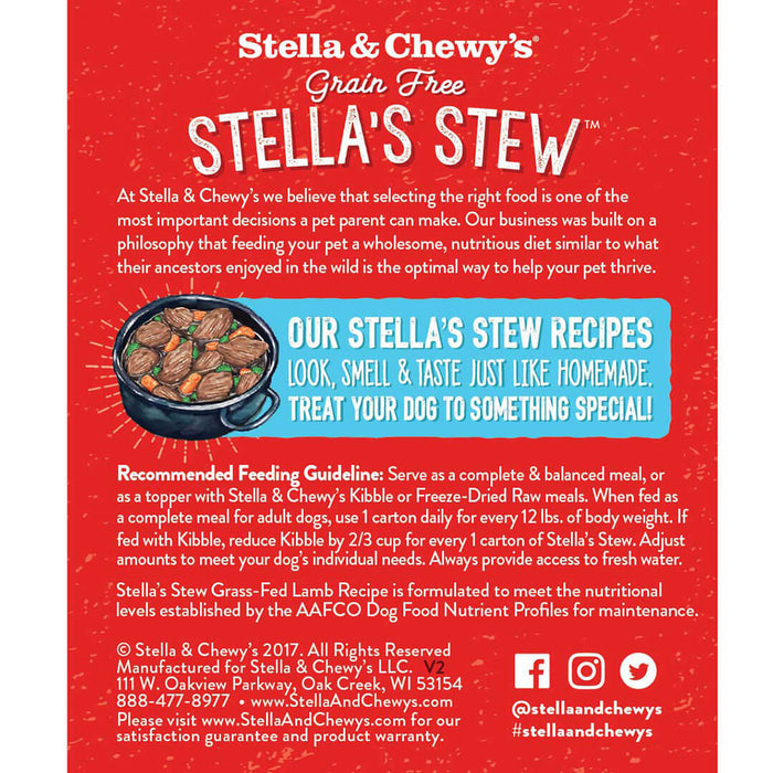 Stella & Chewy's Stew Dog Wet Food Grass-Fed Lamb