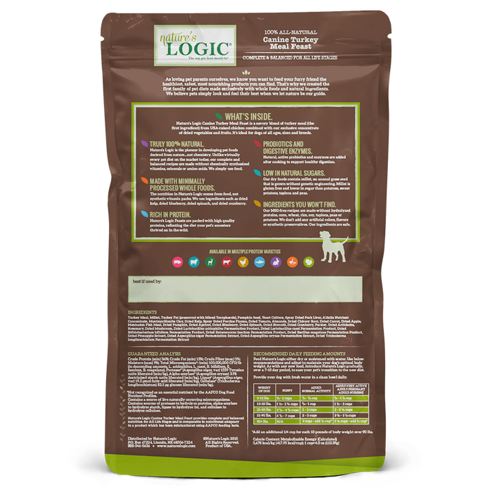 Nature's Logic Original Grains Canine Dry Food Turkey Meal Feast