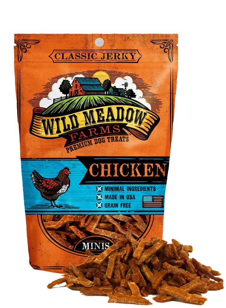 Wild Meadow Farms Dog Jerky Treats Chicken Minis, 4oz