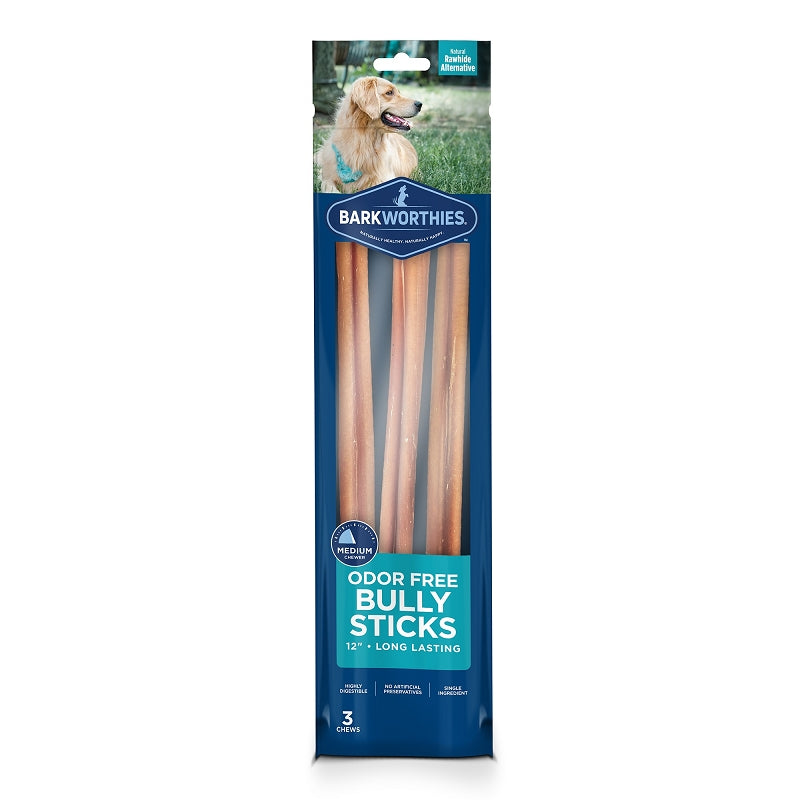 Barkworthies Odor Free Bully Sticks 12” pack of 3