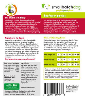 Small Batch Dog Frozen Raw Food Patties Beef