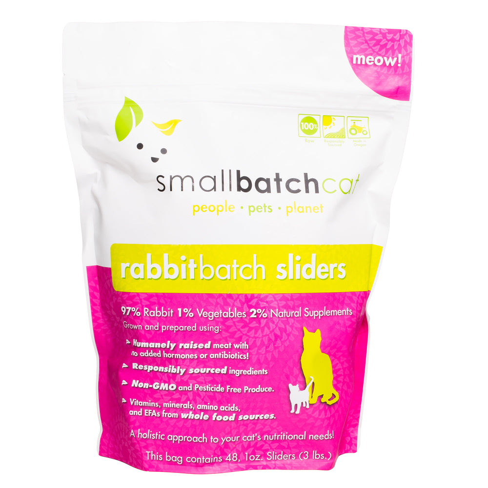 Small Batch Cat Frozen Raw Food Sliders Rabbit