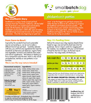 Small Batch Dog Frozen Raw Food Patties Chicken