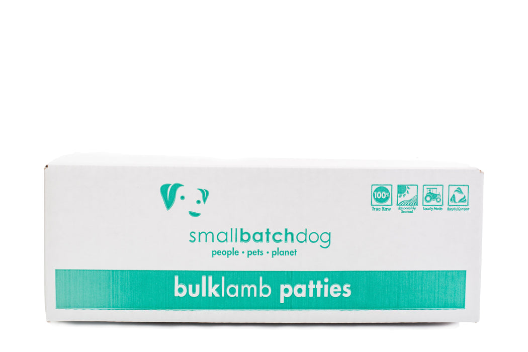 Small Batch Dog Frozen Raw Food Patties Lamb, Bulk 18lbs