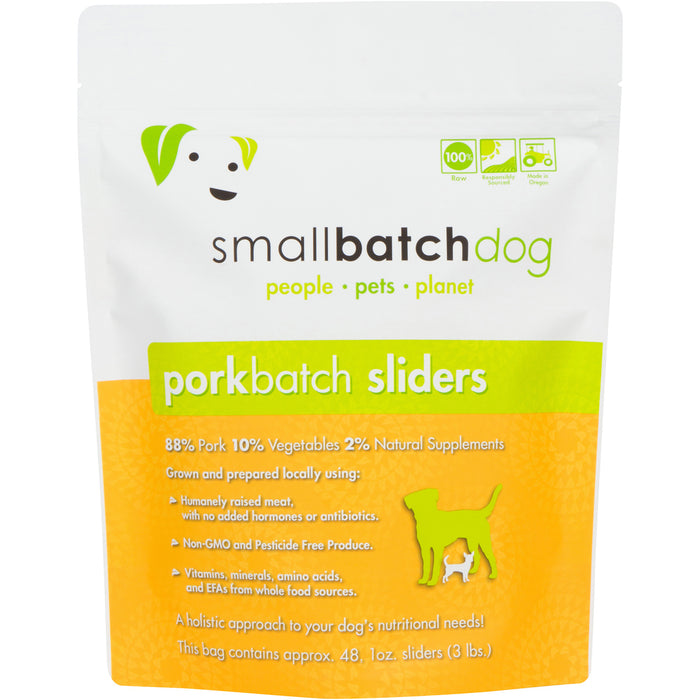 Small Batch Dog Frozen Raw Food Sliders Pork
