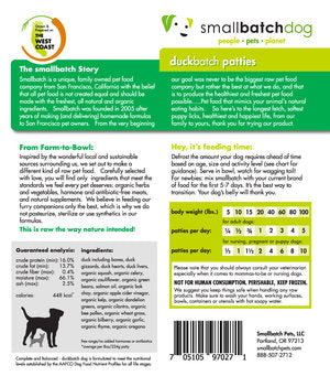 Small Batch Dog Frozen Raw Food Patties Duck