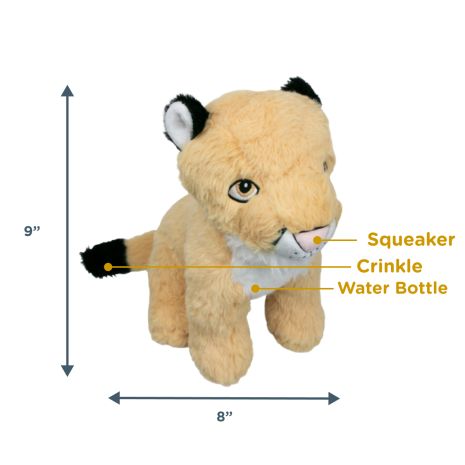 Tall Tails Dog Toy Plush Squeaker Crunch Mountain Lion 9"