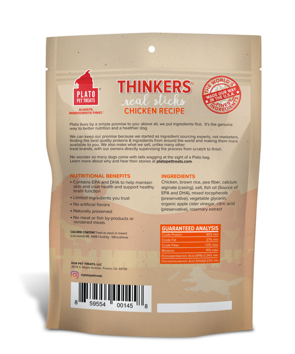Plato Thinkers Dog Treats Chicken, 10oz
