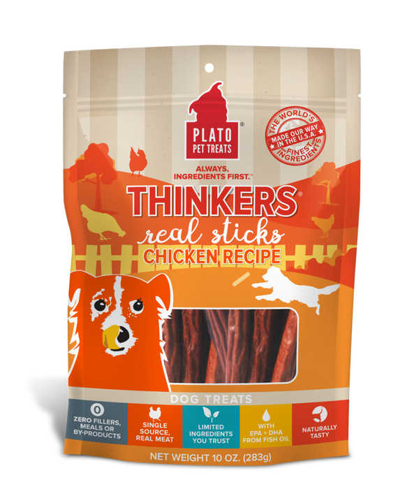 Plato Thinkers Dog Treats Chicken, 10oz