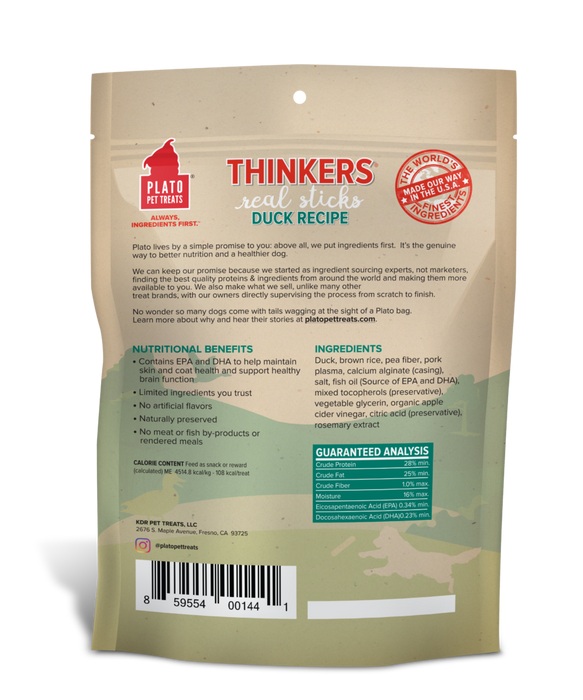 Plato Thinkers Dog Treats Duck Recipe, 10oz