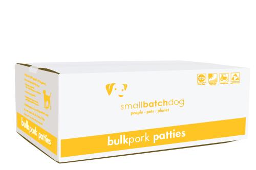 Small Batch Dog Frozen Raw Food Patties Pork, Bulk 18lbs