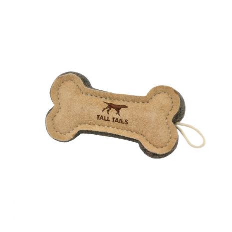 Tall Tails Leather Dog Toy Bone 6"
