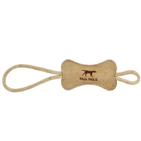 Tall Tails Leather Dog Toy Bone Tug 12"