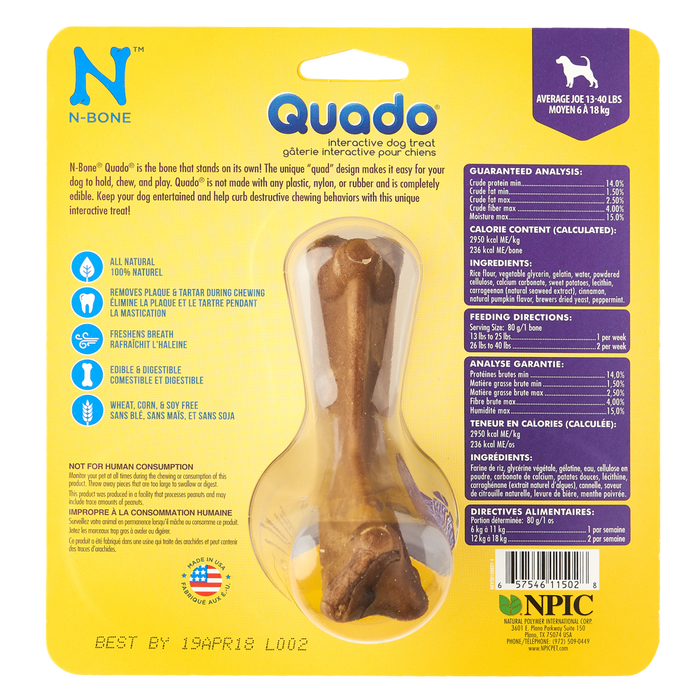 N-Bone Quado Dog Dental Treats Pumpkin