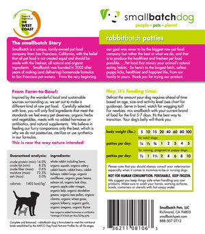 Small Batch Dog Frozen Raw Food Patties Rabbit
