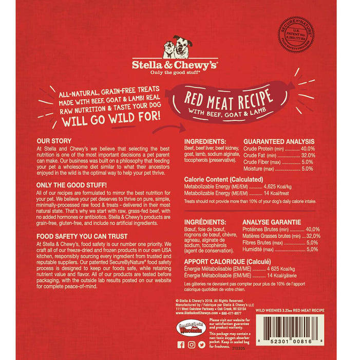 Stella & Chewy's Dog Treats Freeze Dried Wild Weenies Red Meat Recipe