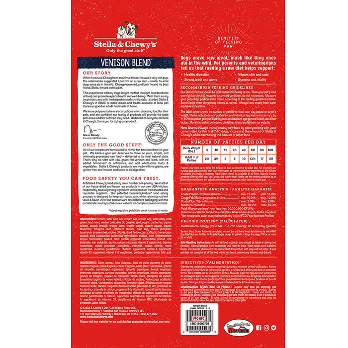 Stella & Chewy's Dog Frozen Raw Food Patties Venison Blend