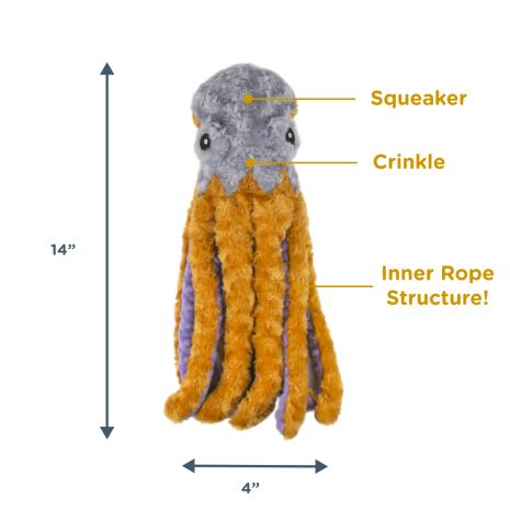 Tall Tails Dog Toy Plush Rope Octopus 14"
