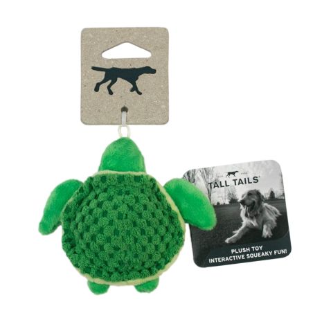 Tall Tails Dog Toy Plush Squeaker Turtle 4"