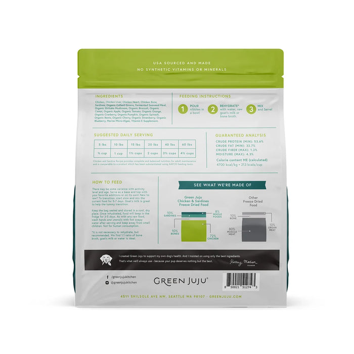Green Juju Dog Freeze Dried Extras Food, Chicken & Sardine