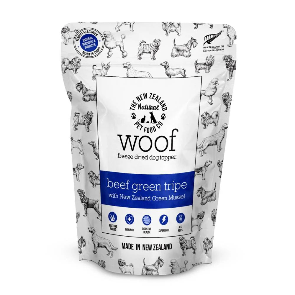 New Zealand Natural Pet Food Company Woof Freeze Dried Dog Treat Beef Green Tripe