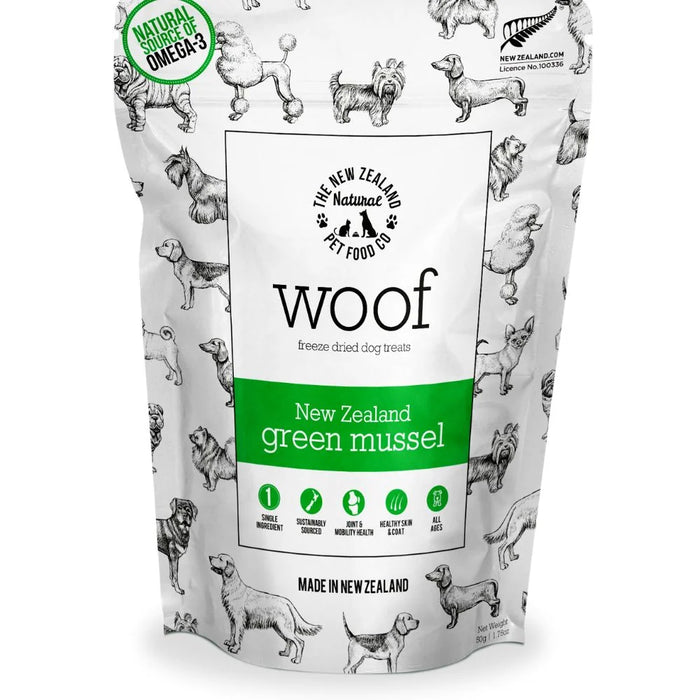 New Zealand Natural Pet Food Company Woof Freeze Dried Dog Treat New Zealand Green Mussel