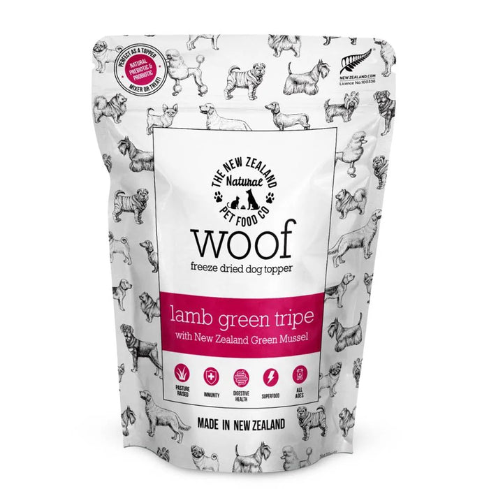 New Zealand Natural Pet Food Company Woof Freeze Dried Dog Treat Lamb Green Tripe