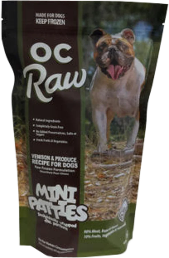 OC Raw Mini Patties Frozen Dog Food Venison & Produce
