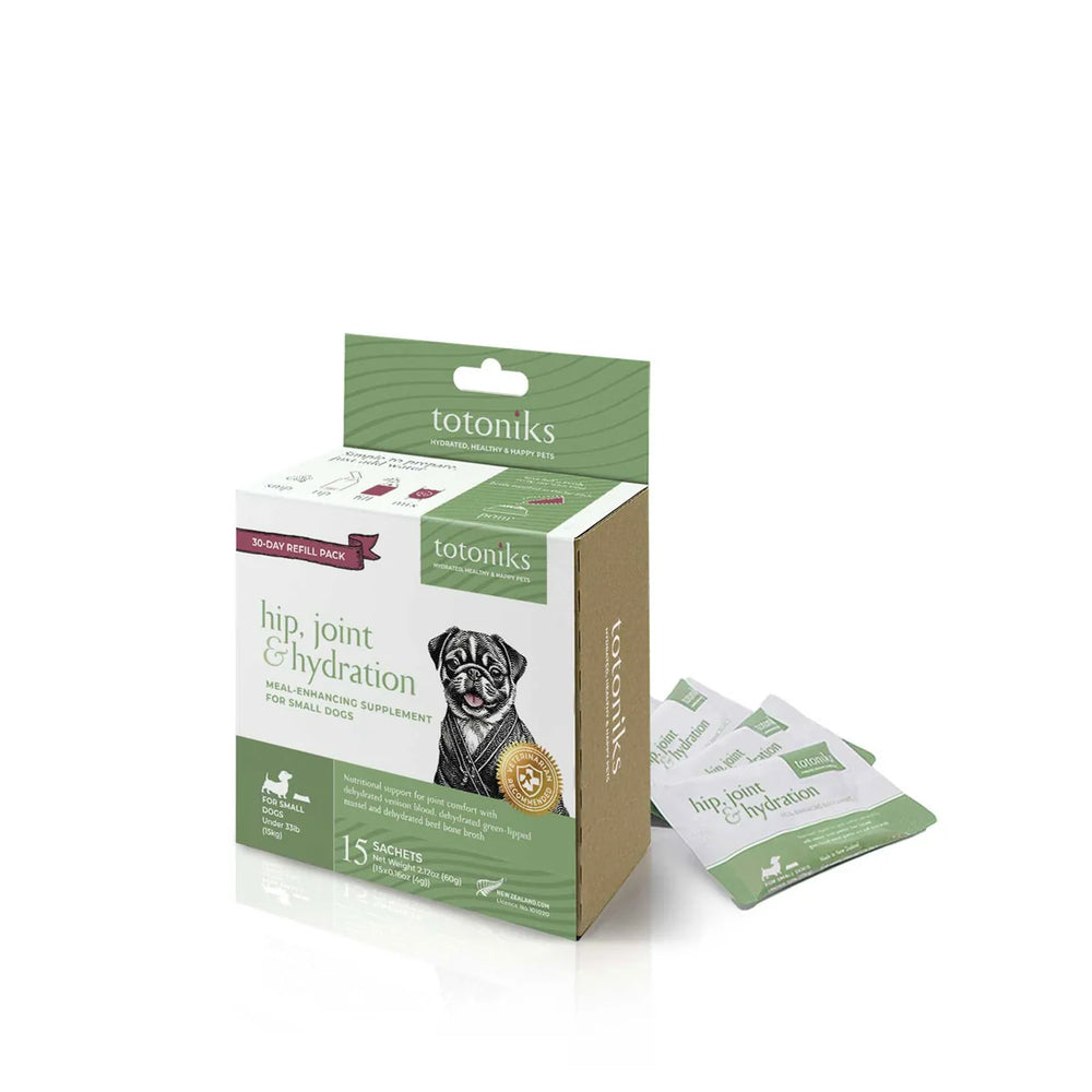 Totoniks Natural Food Topper Hip, Joint & Hydration Small Dog Refill Pack 15 sachets