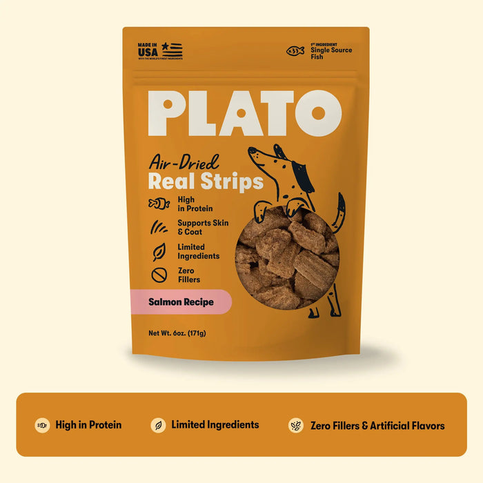 Plato Original Real Strips Dog Treats Salmon Recipe, 18oz