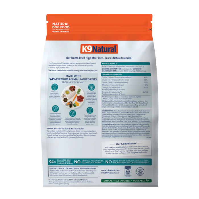 K9 Natural Dog Freeze Dried Food Hoki & Beef Feast