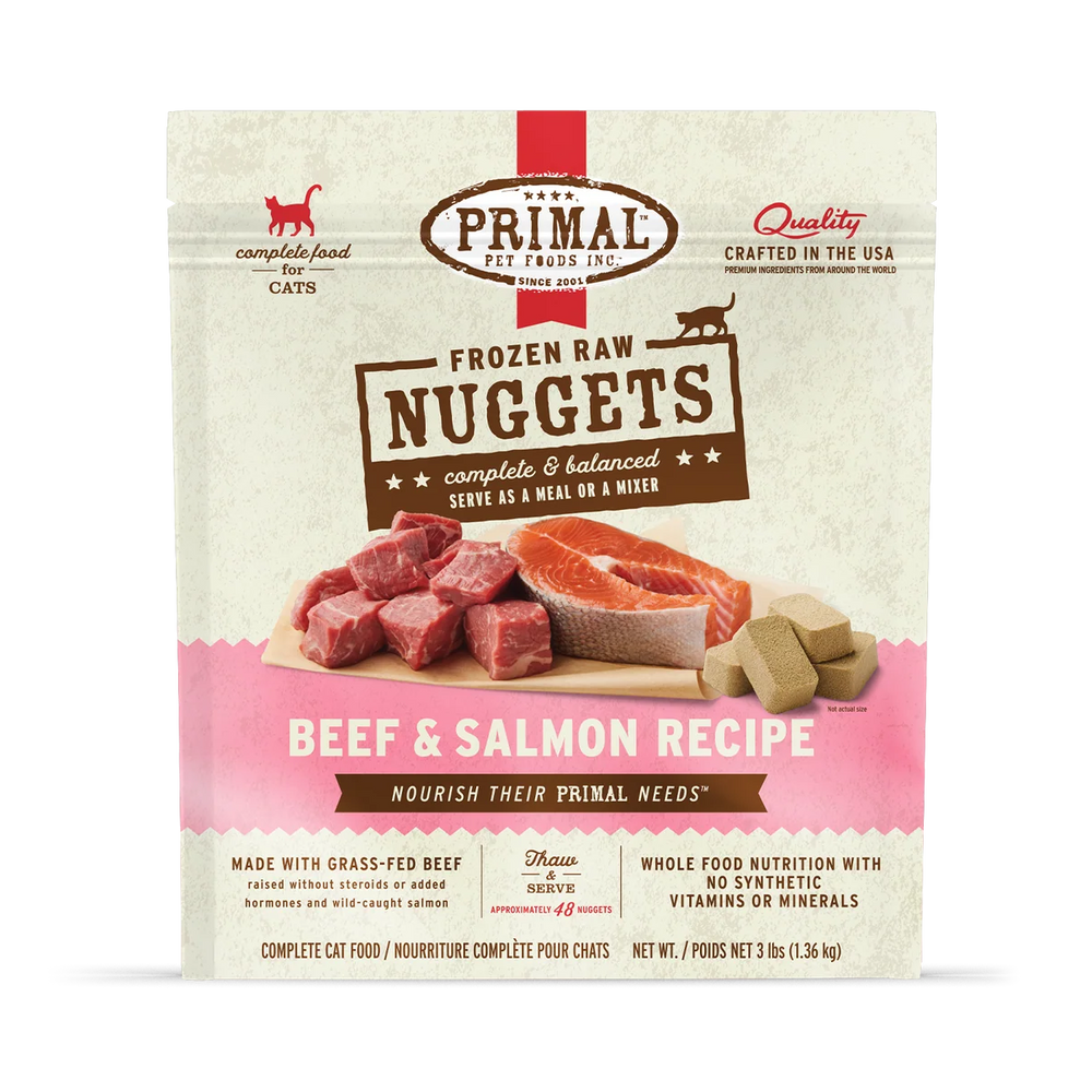 Primal Cat Frozen Raw Food Nuggets Beef & Salmon