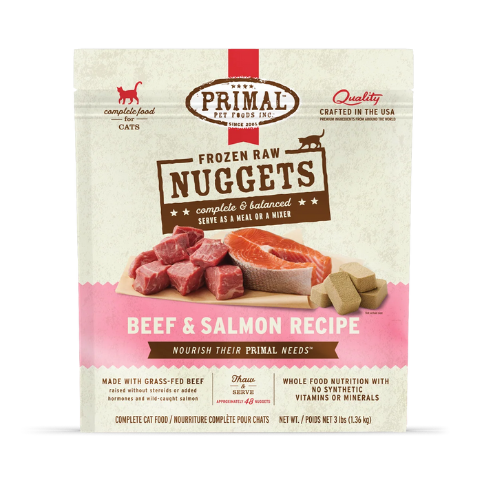 Primal Cat Frozen Raw Food Nuggets Beef & Salmon