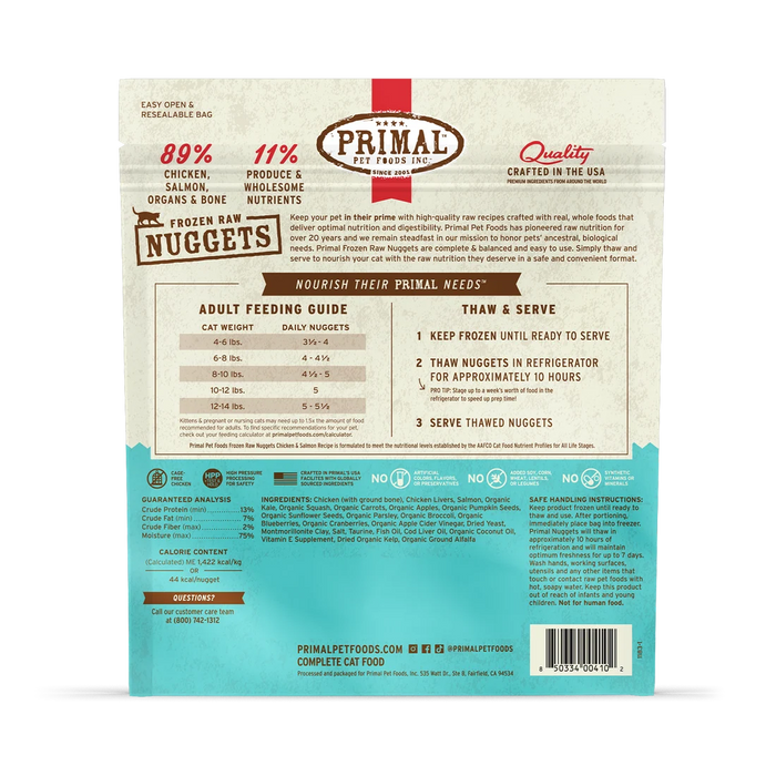 Primal Cat Frozen Raw Food Nuggets Chicken & Salmon