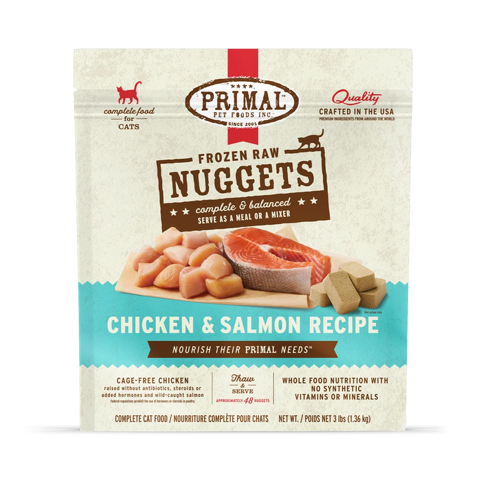 Primal Cat Frozen Raw Food Nuggets Chicken & Salmon