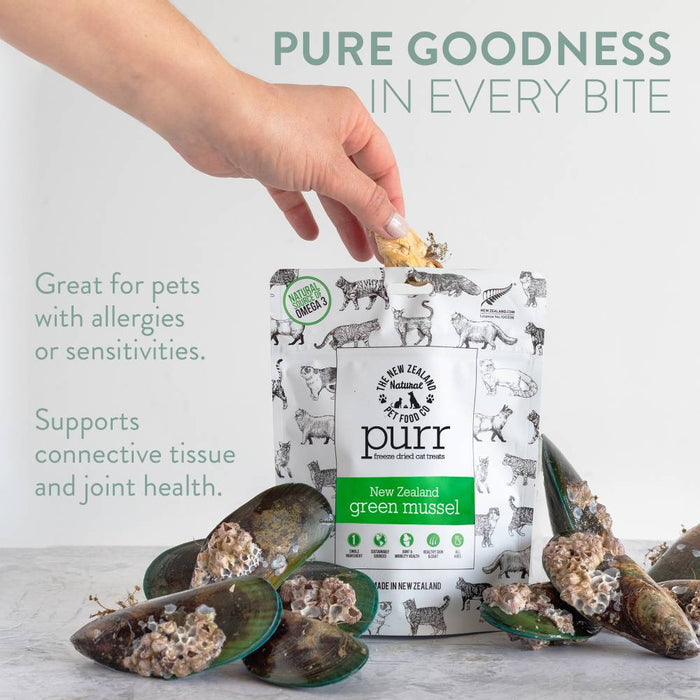 New Zealand Natural Pet Food Company Purr Freeze Dried Cat Treat, Green Mussel, 1.76oz