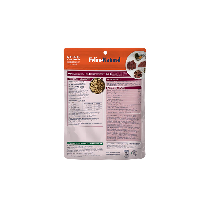 Feline Natural Cat Freeze Dried Food Lamb & Venison Topper