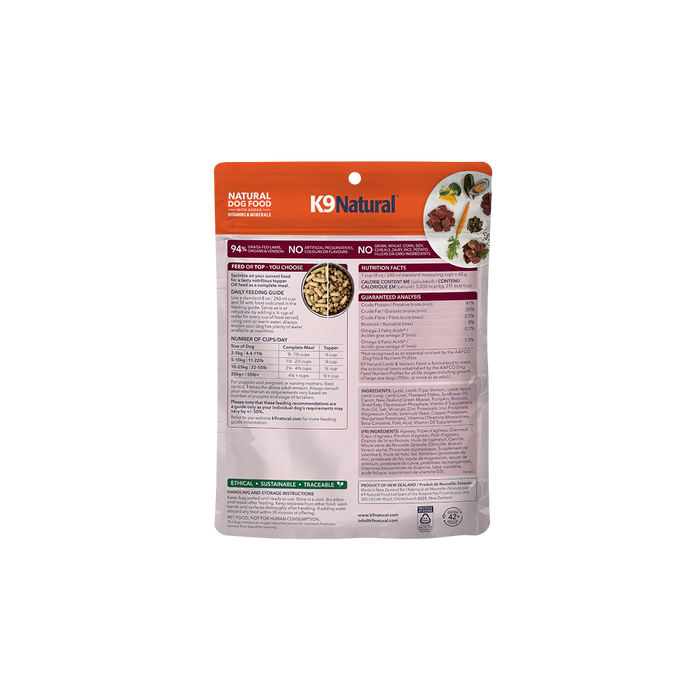 K9 Natural Dog Freeze Dried Food Lamb & Venison Topper, 5oz