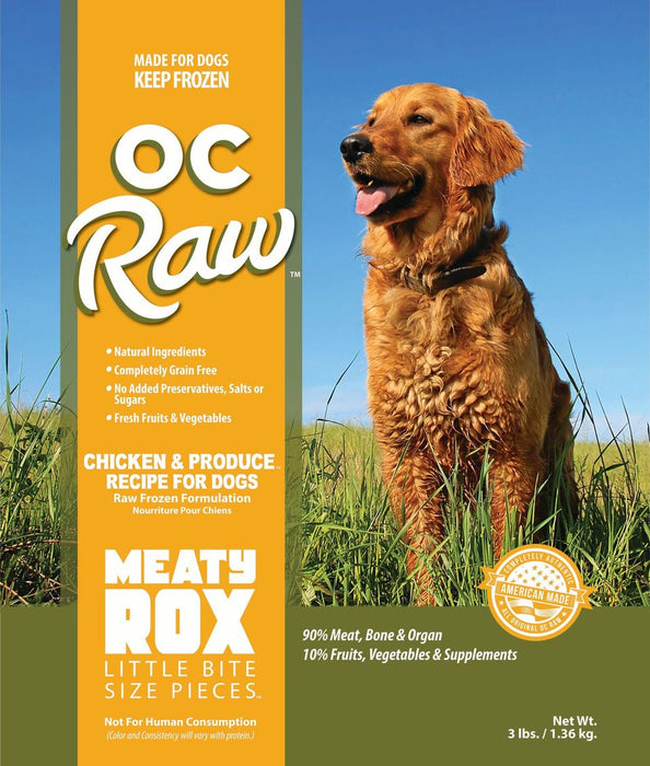 Meaty Rox Frozen Dog Food Chicken & Produce