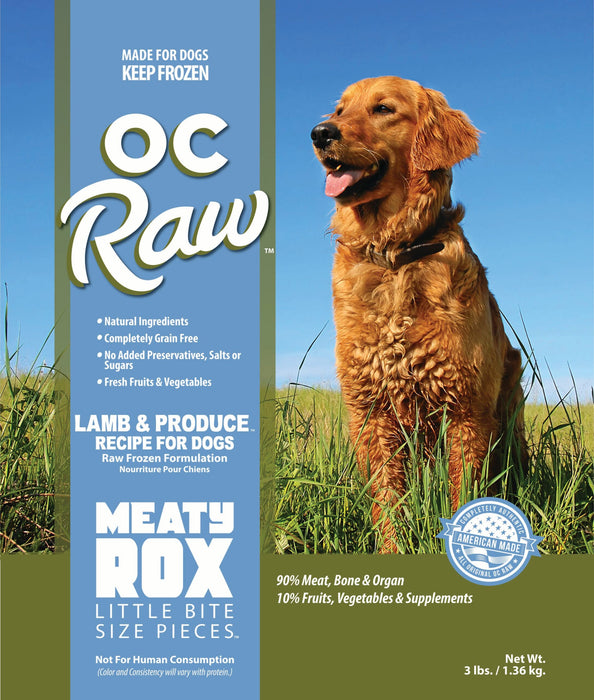 Meaty Rox Frozen Dog Food Lamb & Produce