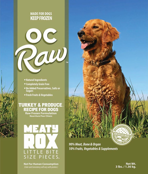 Meaty Rox Frozen Dog Food Turkey & Produce
