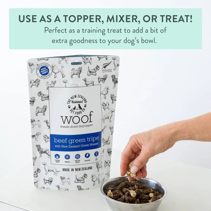 New Zealand Natural Pet Food Company Woof Freeze Dried Dog Treat Beef Green Tripe