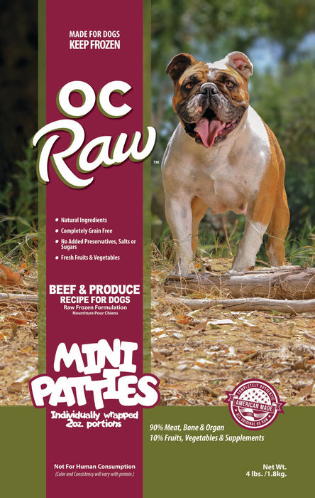 Mini Patties Frozen Dog Food Beef & Produce