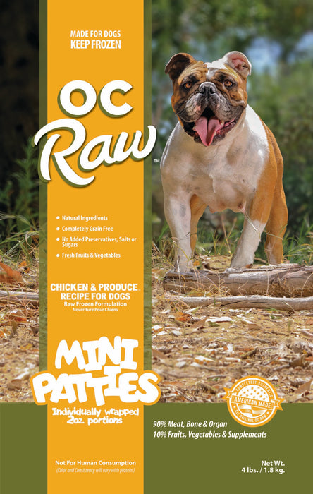 Mini Patties Frozen Dog Food Chicken & Produce