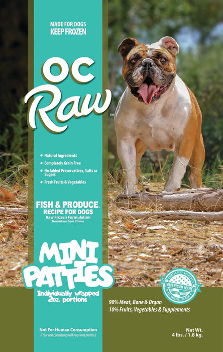Mini Patties Frozen Dog Food Fish & Produce