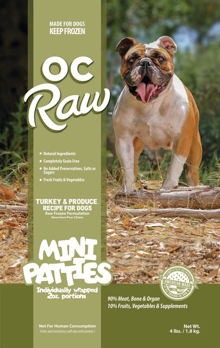 Mini Patties Frozen Dog Food Turkey & Produce