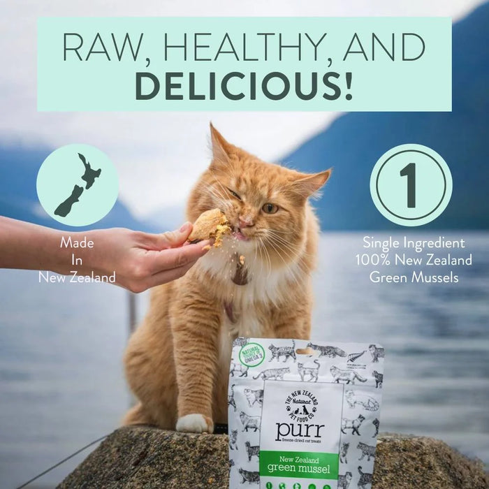 New Zealand Natural Pet Food Company Purr Freeze Dried Cat Treat, Green Mussel, 1.76oz