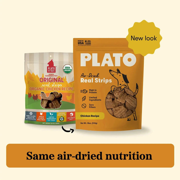 Plato Original Real Strips Dog Treats Organic Chicken Recipe