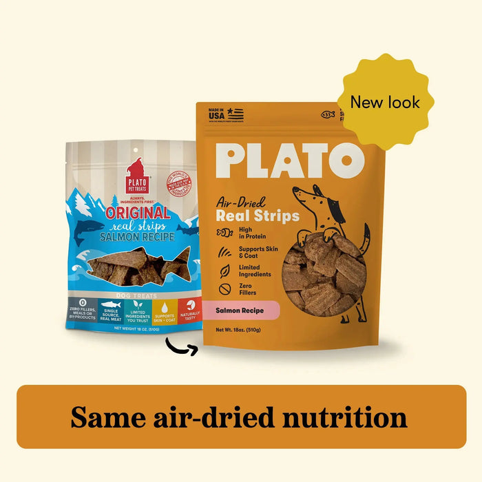 Plato Original Real Strips Dog Treats Salmon Recipe, 18oz