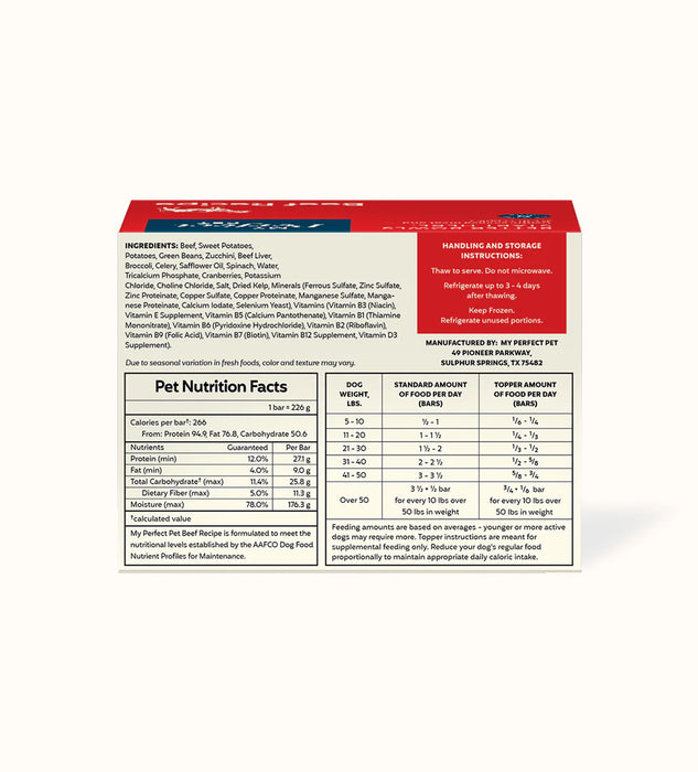 My Perfect Pet Dog Frozen Gently Cooked Food Beef (New Formula)